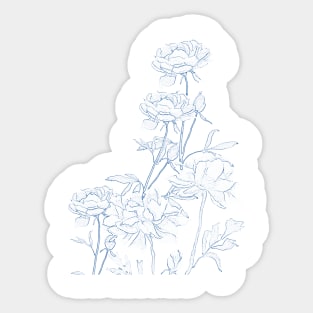 peony arrangement  line drawing Sticker